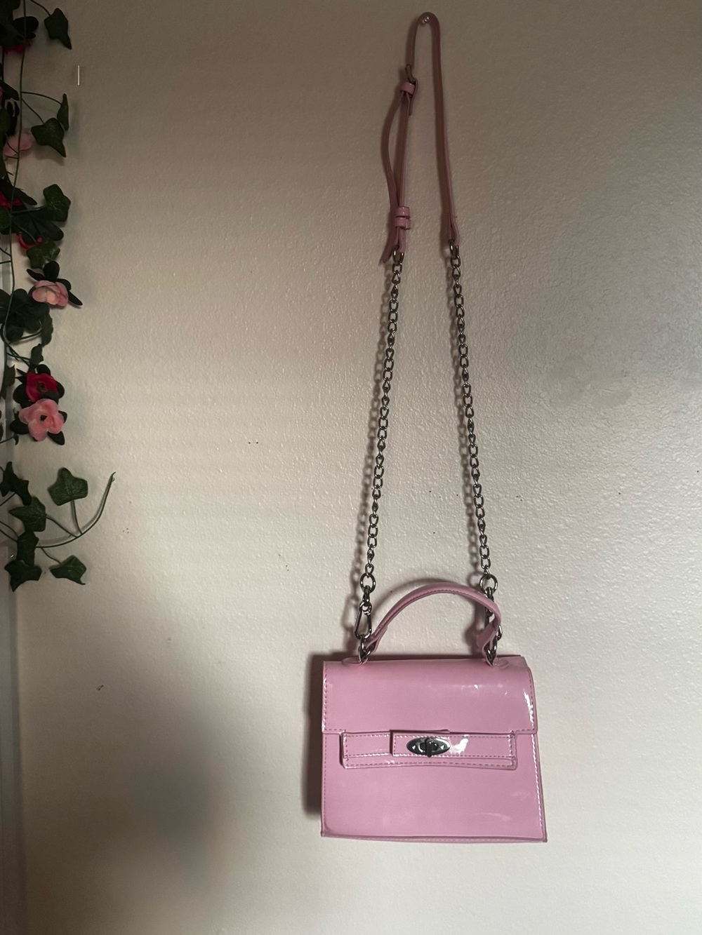 Steve Madden Pink Patent Mini Top-Handle Crossbody
